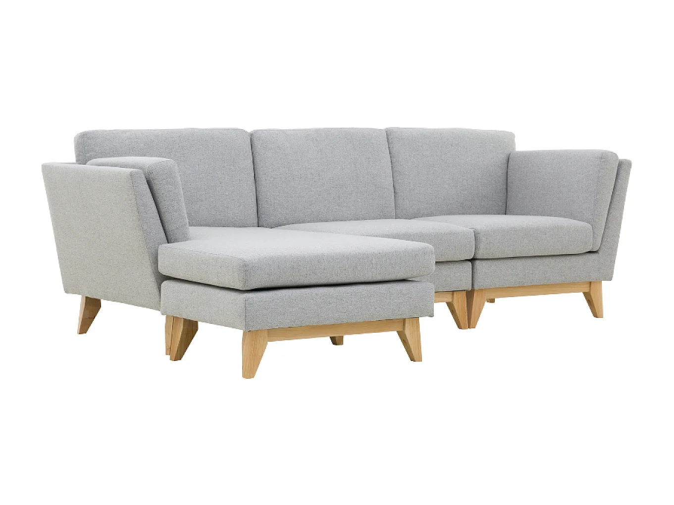 Divano angolare reversibile a 4 posti in tessuto grigio chiaro Norden