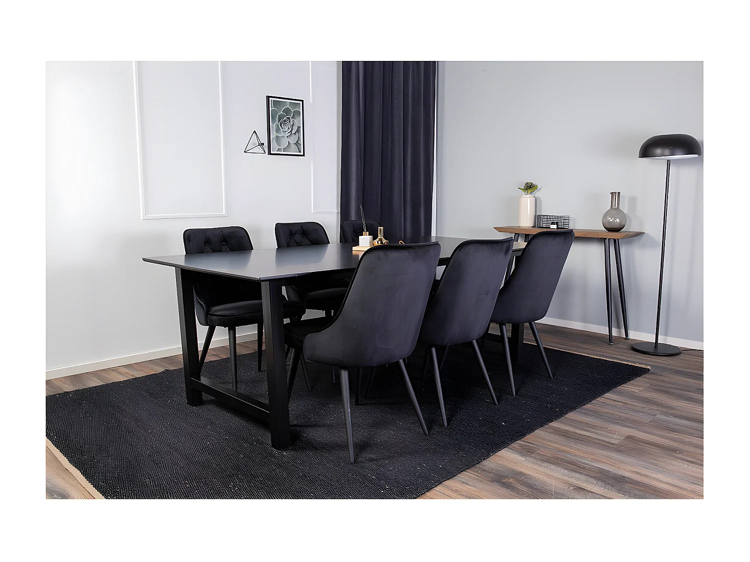 Oslo eetkamertafel 100x220cm zwart.