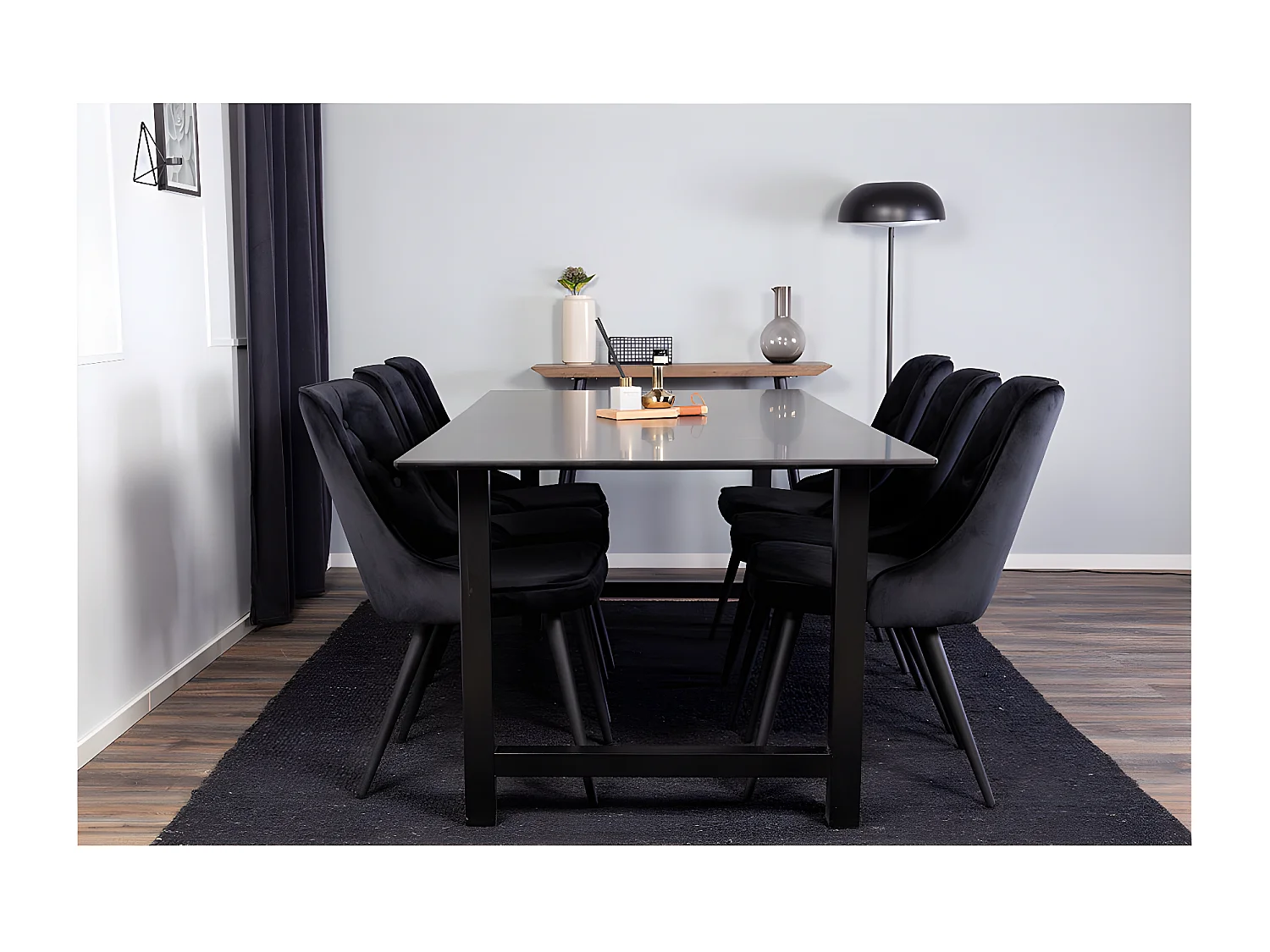 Oslo eetkamertafel 100x220cm zwart.