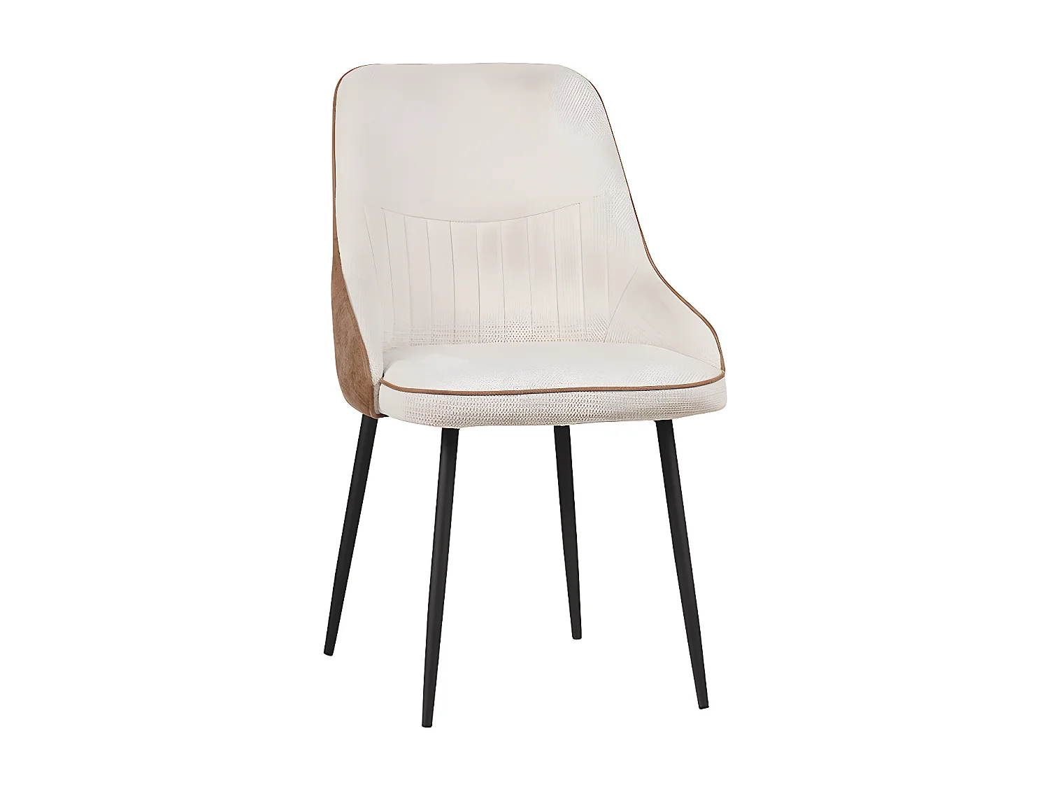 Chaise bicolore beige/marron pieds métal noir Milo