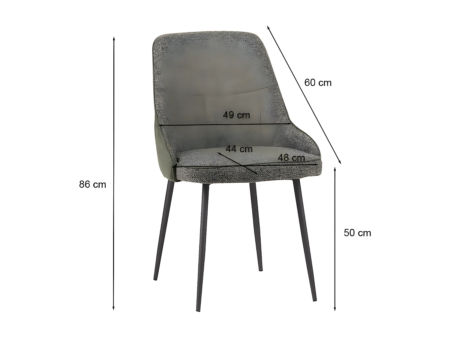 Chaise bicolore vert chiné/vert pieds métal noir Milo