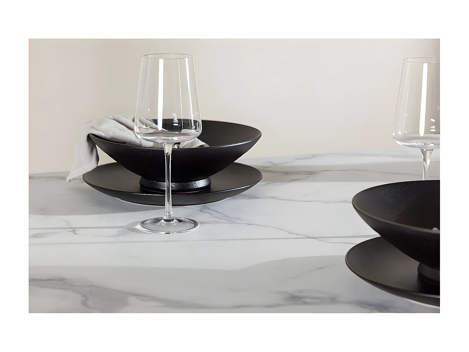 Malaga table de salle à manger marbre décor 90x200cm blanc,noir.