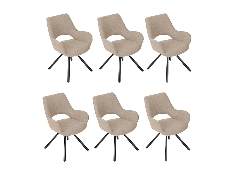 Lot de 6 chaises de salle à manger fauteuil de table en tissu style scandinave