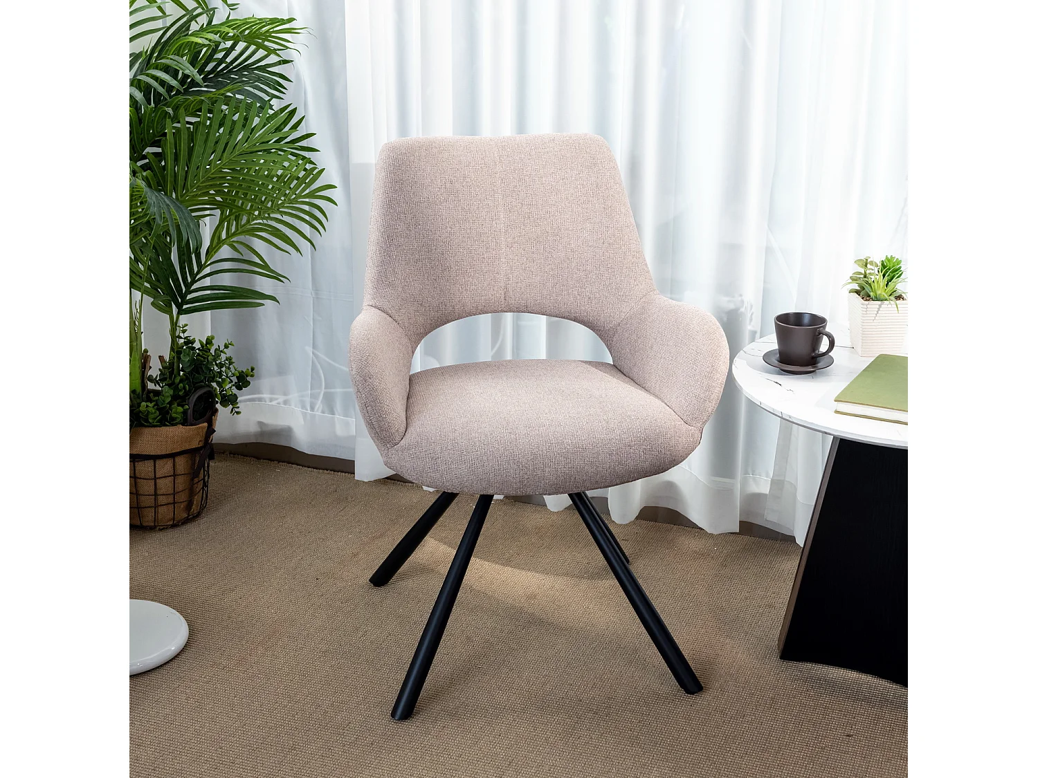 Lot de 6 chaises de salle à manger fauteuil de table en tissu style scandinave