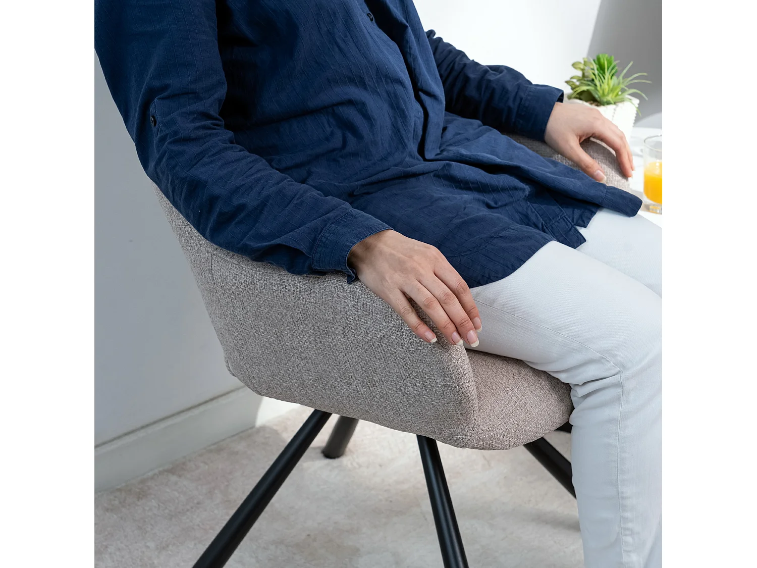 Lot de 6 chaises de salle à manger fauteuil de table en tissu style scandinave