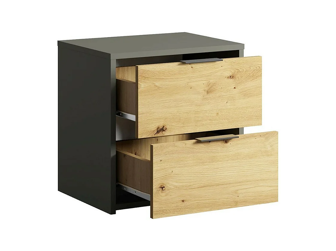 Complete design slaapkamer IZO: Kledingkast, bed 160x200, dressoir, nachtkastjes, eiken/antraciet grijs