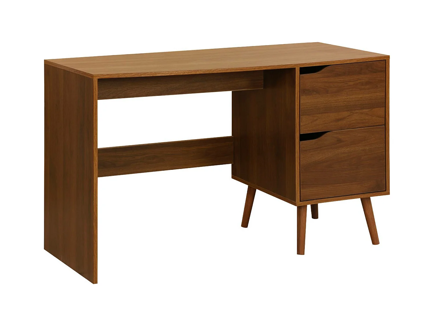 Bureau à 2 tiroirs effet bois de noyer