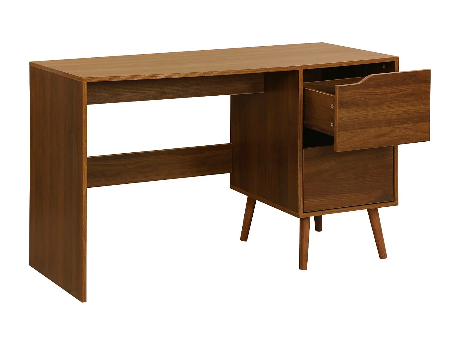 Scrivania effetto noce a 2 cassetti , effetto noce