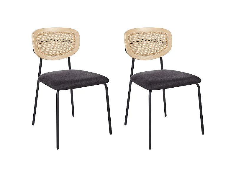 Esszimmerstuhl 2er Set MAYETTA Rattan Schwarz