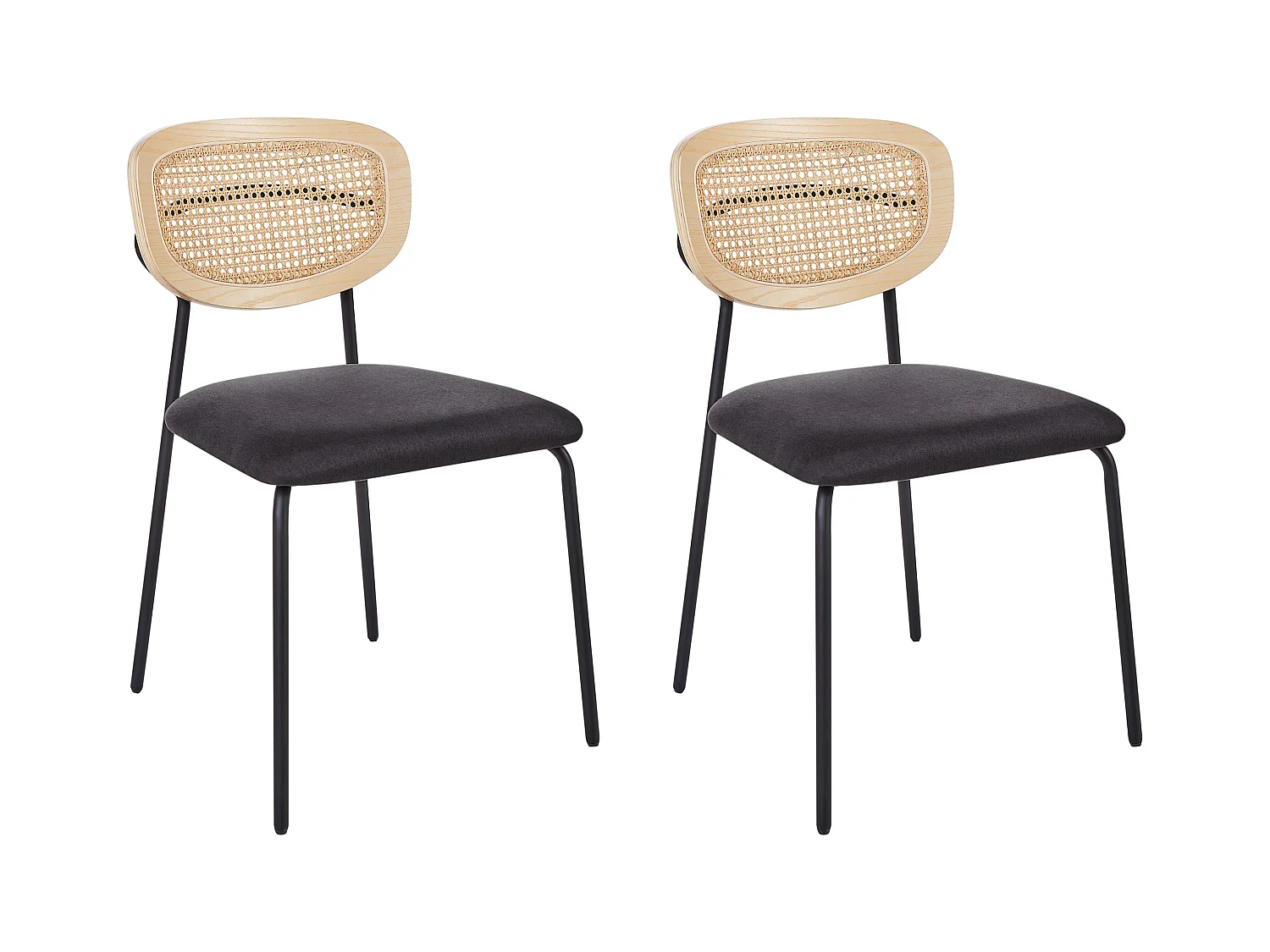 Lot de 2 chaises de salle à manger MAYETTA Rotin Noir