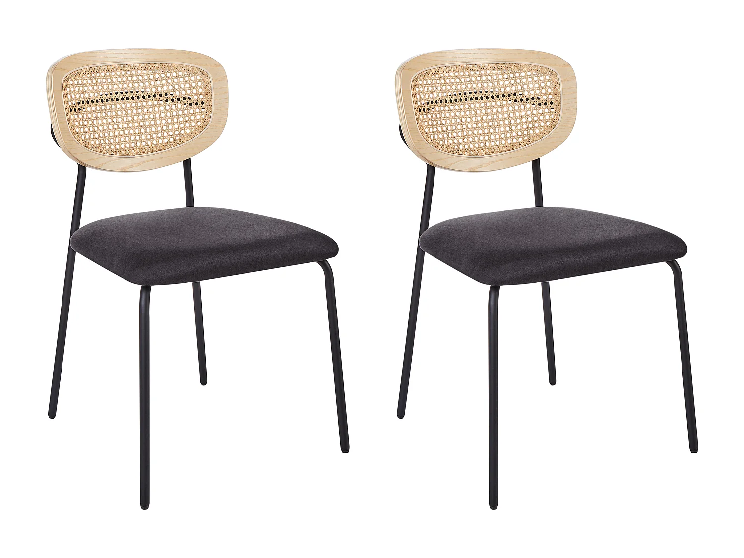 Set van 2 eetkamerstoelen MAYETTA Rotan Zwart
