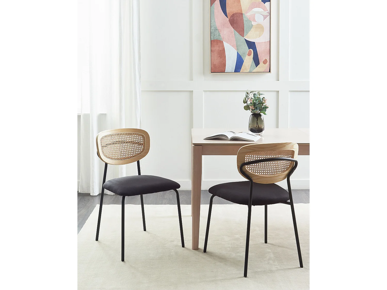 Set van 2 eetkamerstoelen MAYETTA Rotan Zwart