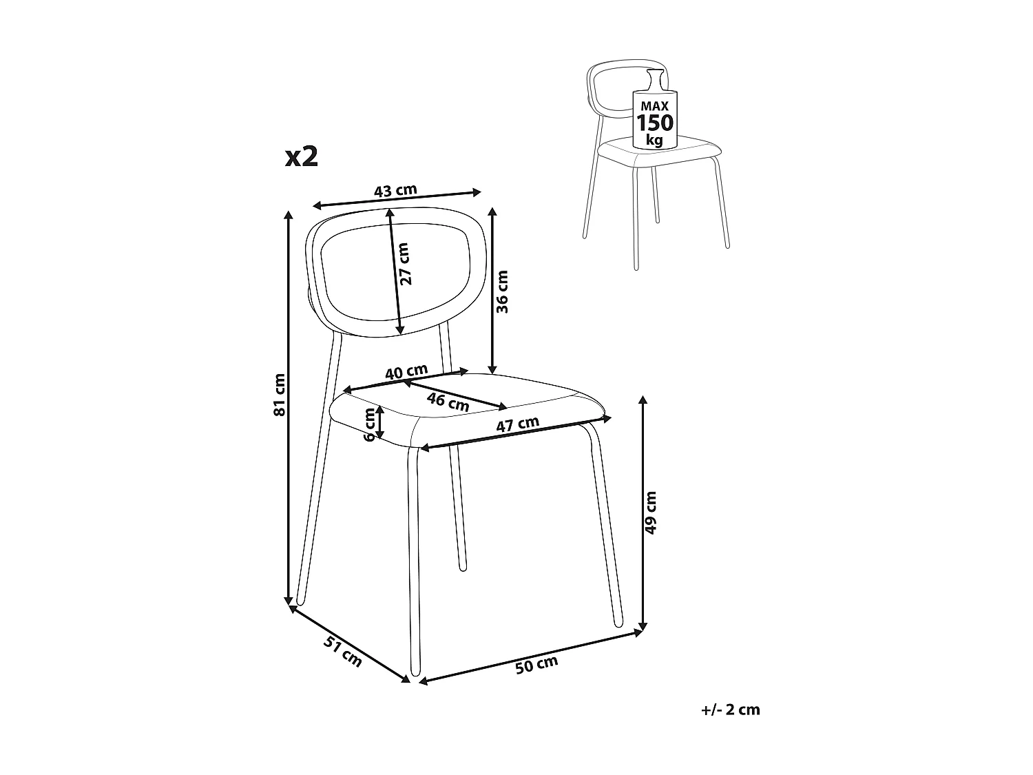 Set di 2 sedie da pranzo MAYETTA Rattan Nero