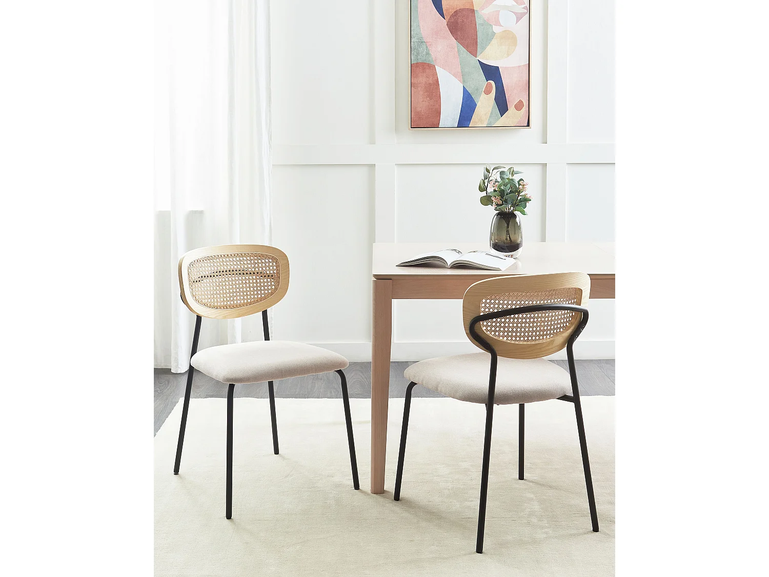 Lot de 2 chaises de salle à manger MAYETTA Rotin Beige clair