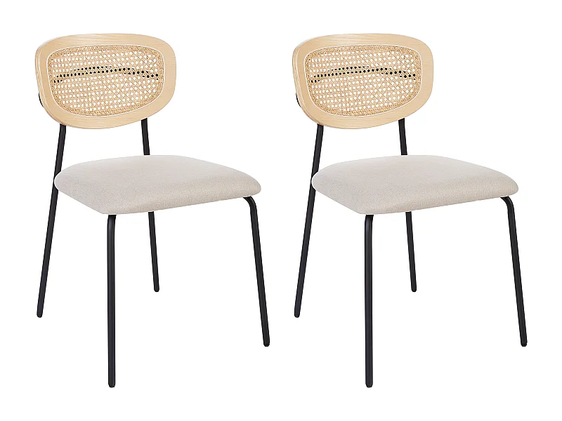 Lot de 2 chaises de salle à manger MAYETTA Rotin Beige clair