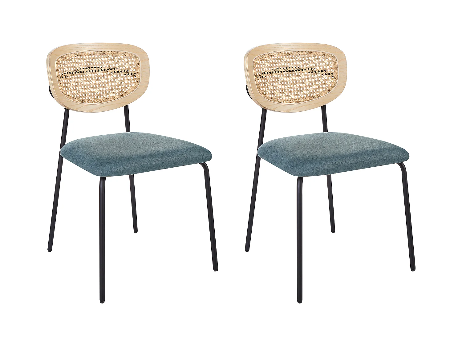 Lot de 2 chaises de salle à manger MAYETTA Rotin Bleu paon