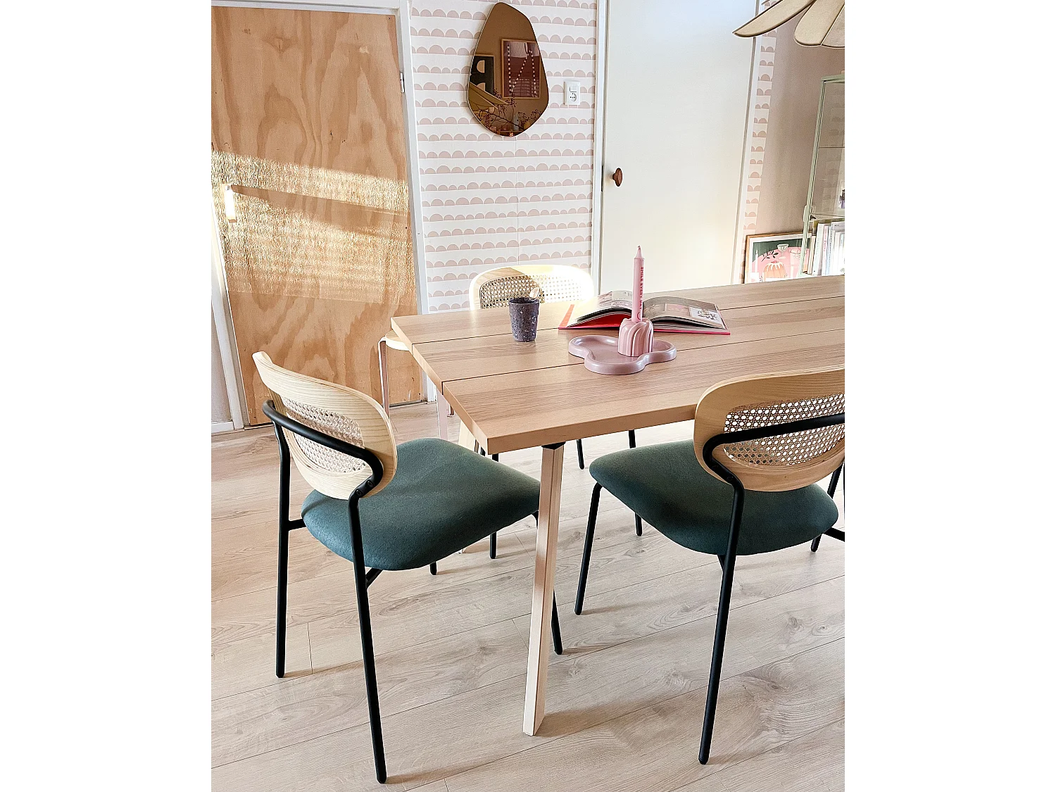 Lot de 2 chaises de salle à manger MAYETTA Rotin Bleu paon