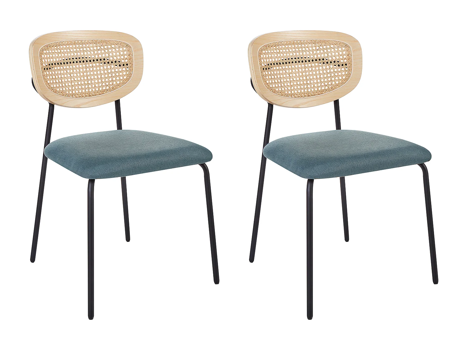 Lot de 2 chaises de salle à manger MAYETTA Rotin Bleu paon