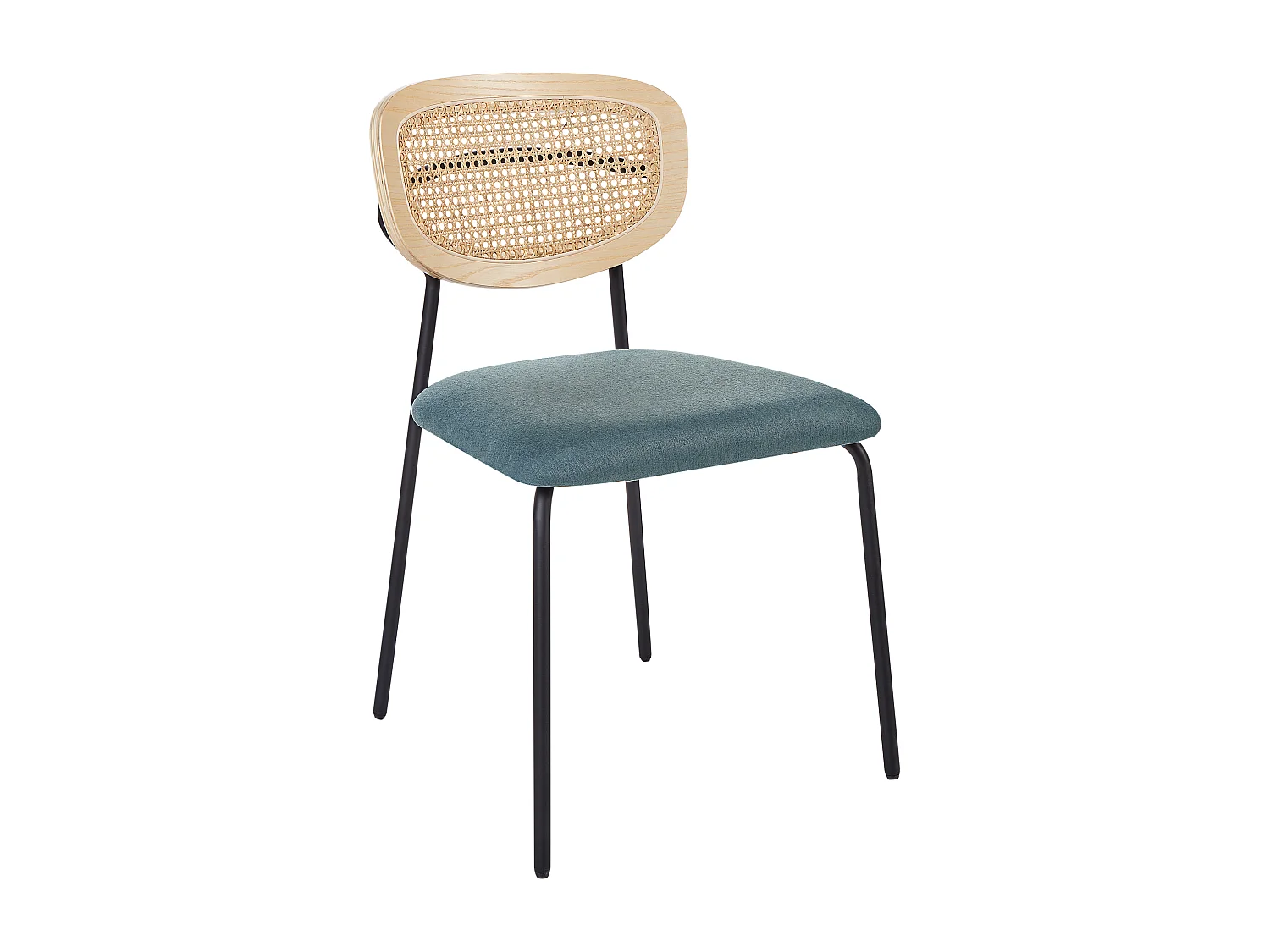 Lot de 2 chaises de salle à manger MAYETTA Rotin Bleu paon