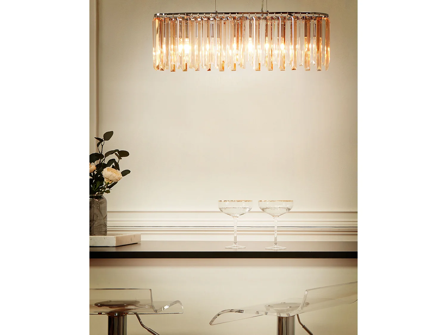 Lustre MANDEO Verre Argenté