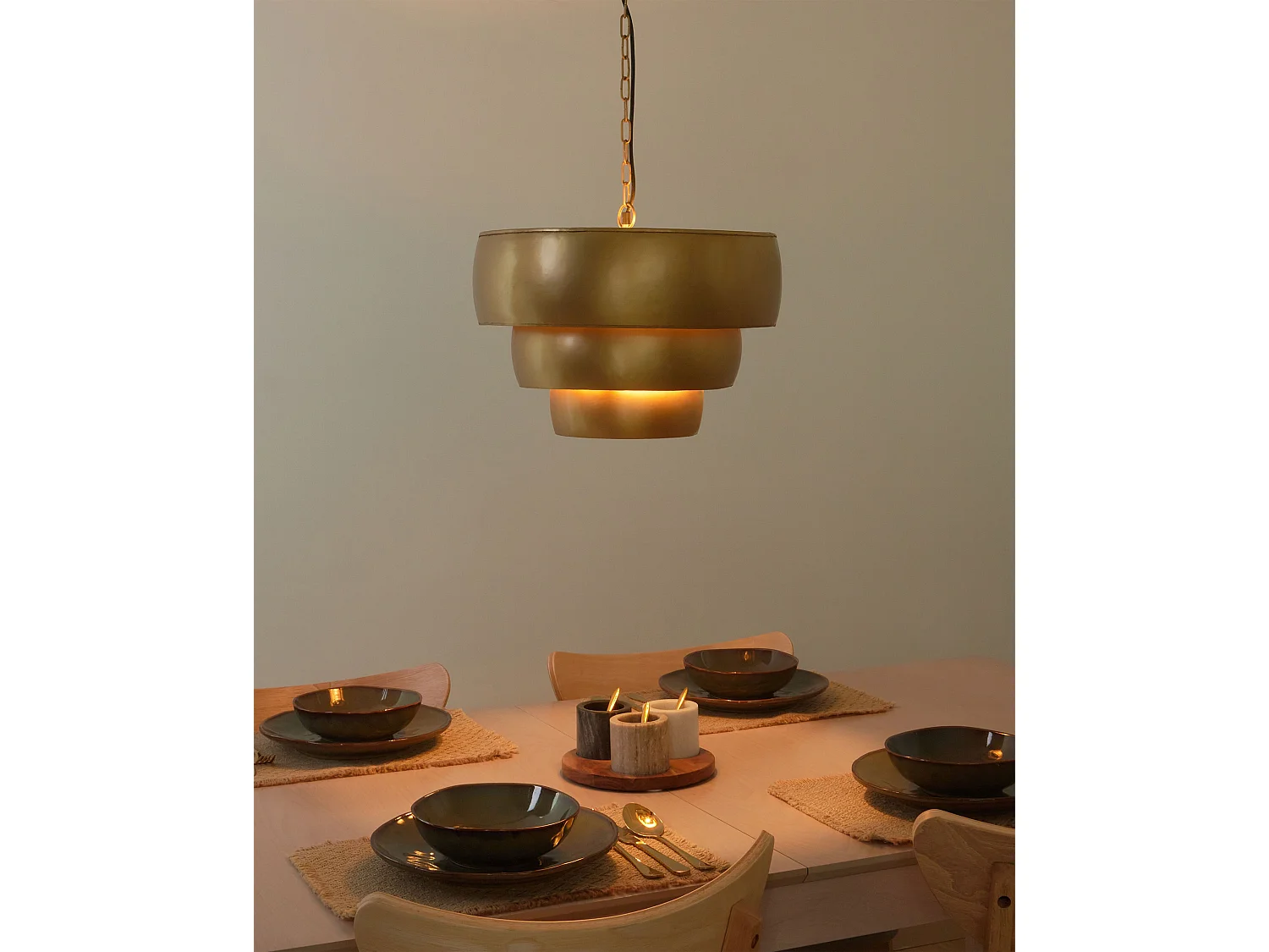 Lampe suspension MBANGO Métal Doré