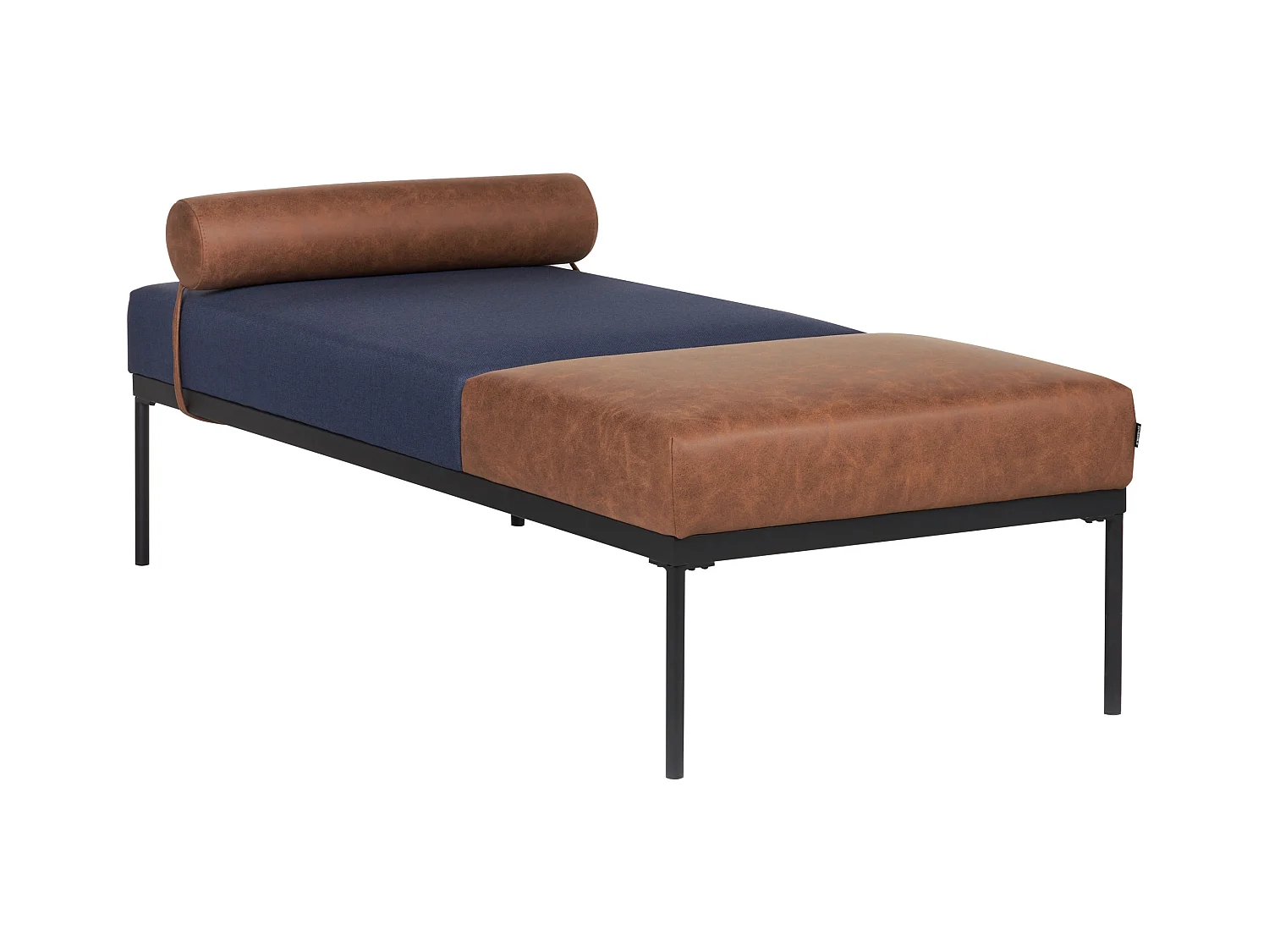 Chaise longue MALMOS Lin synthétique Cuir PU Bleu foncé