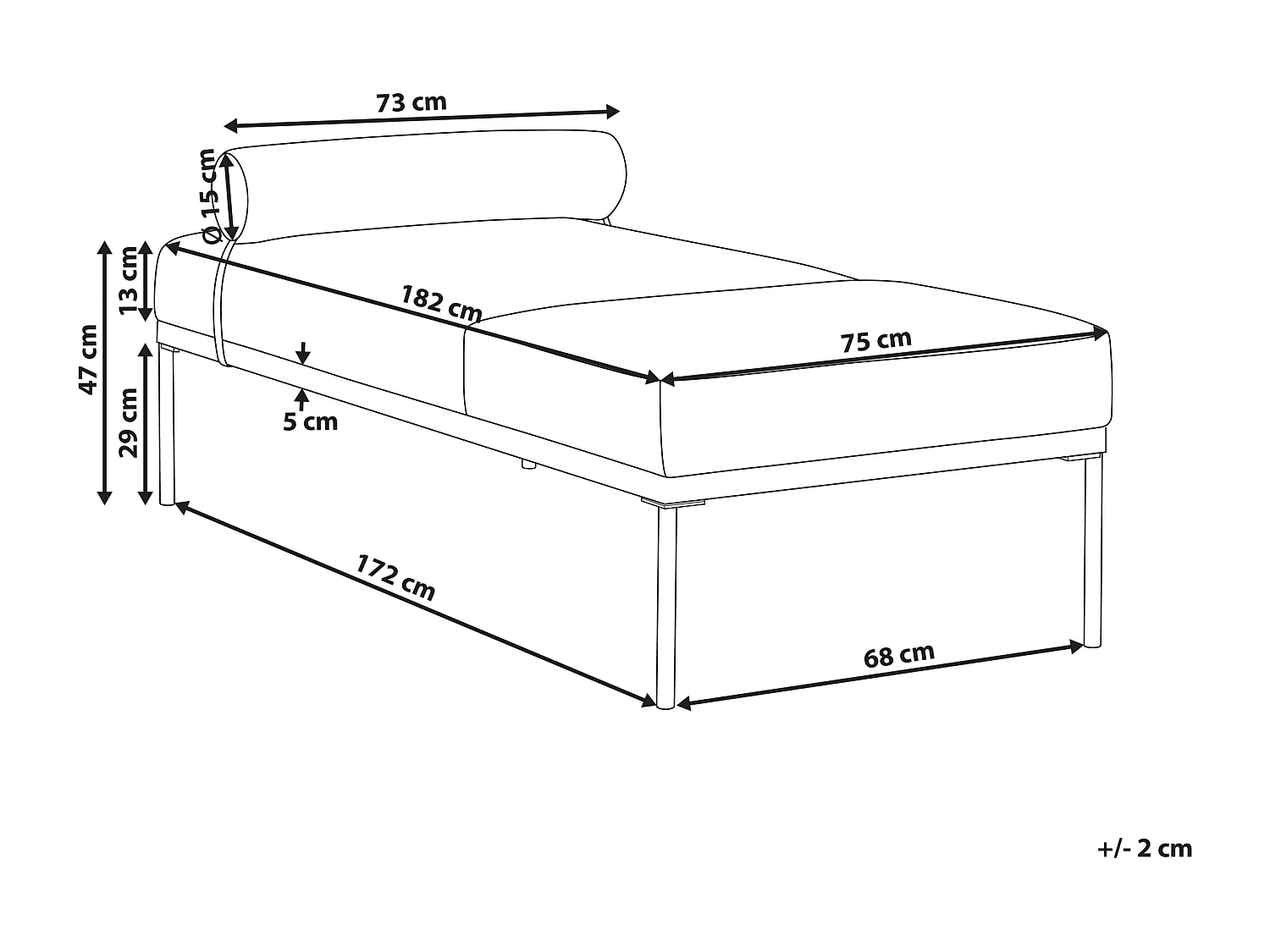 Chaise longue MALMOS Lino sintetico Pelle sintetica Blu scuro