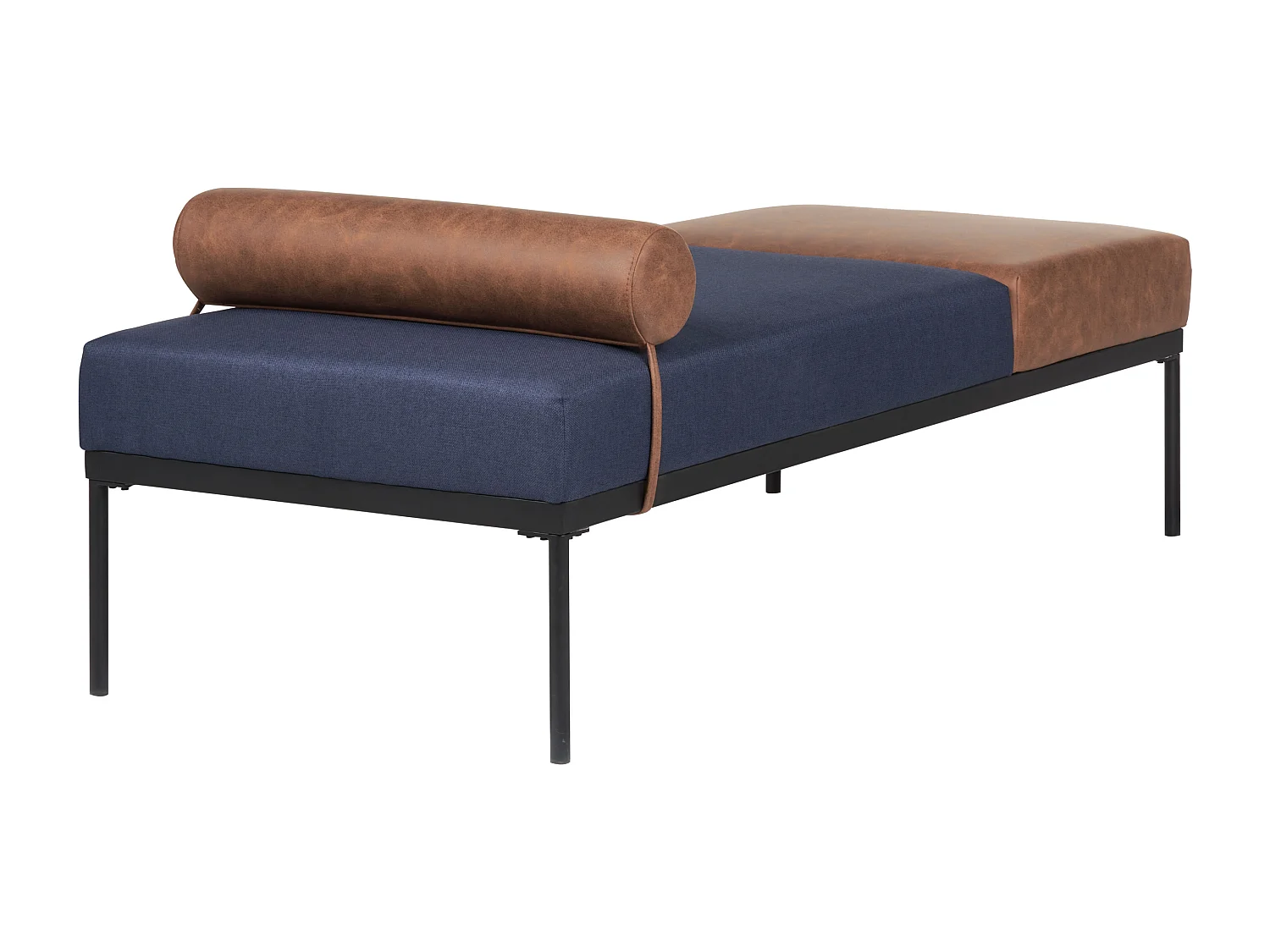 Chaise longue MALMOS Lino sintetico Pelle sintetica Blu scuro