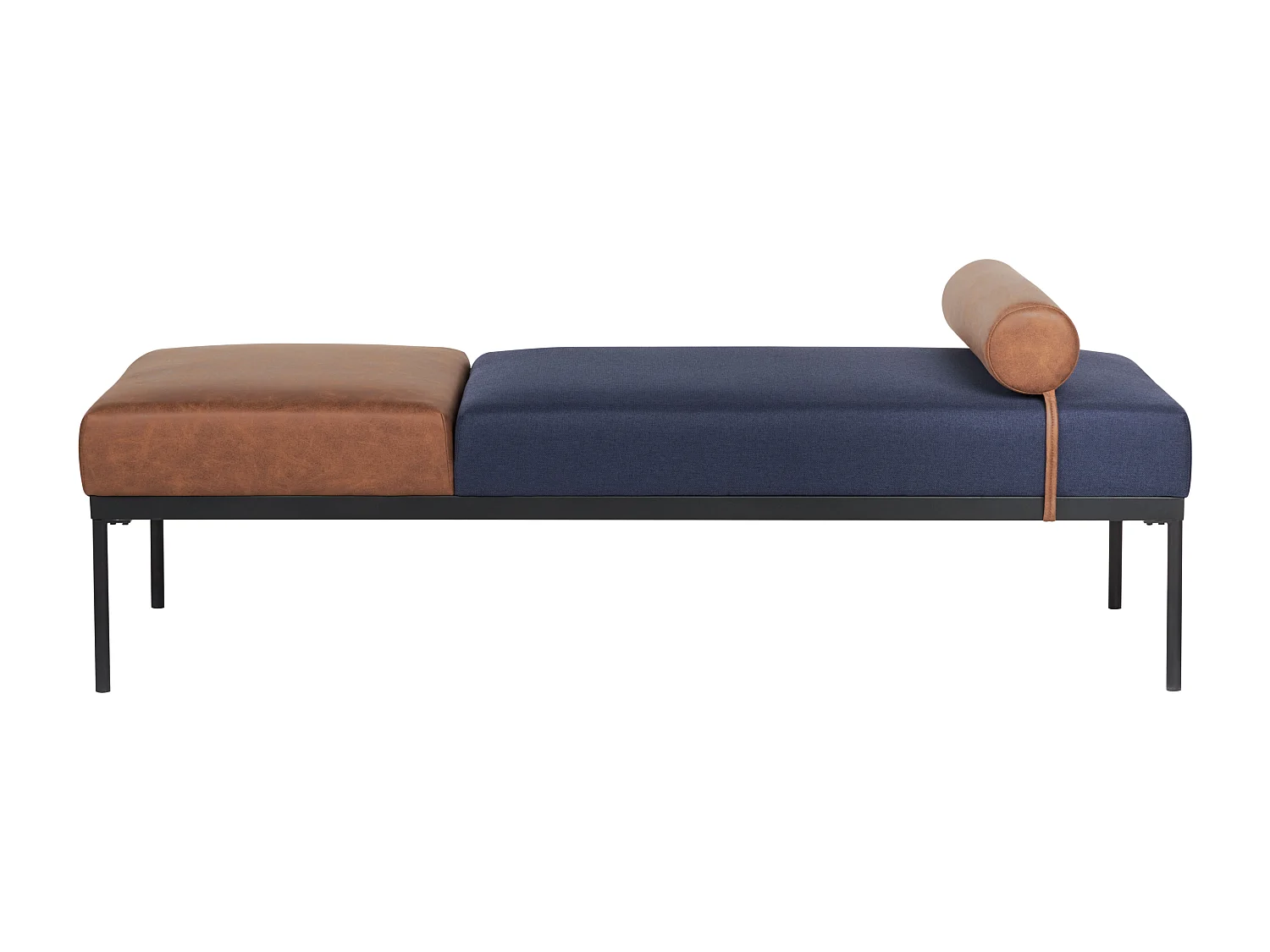 Chaise longue MALMOS Lino sintetico Pelle sintetica Blu scuro