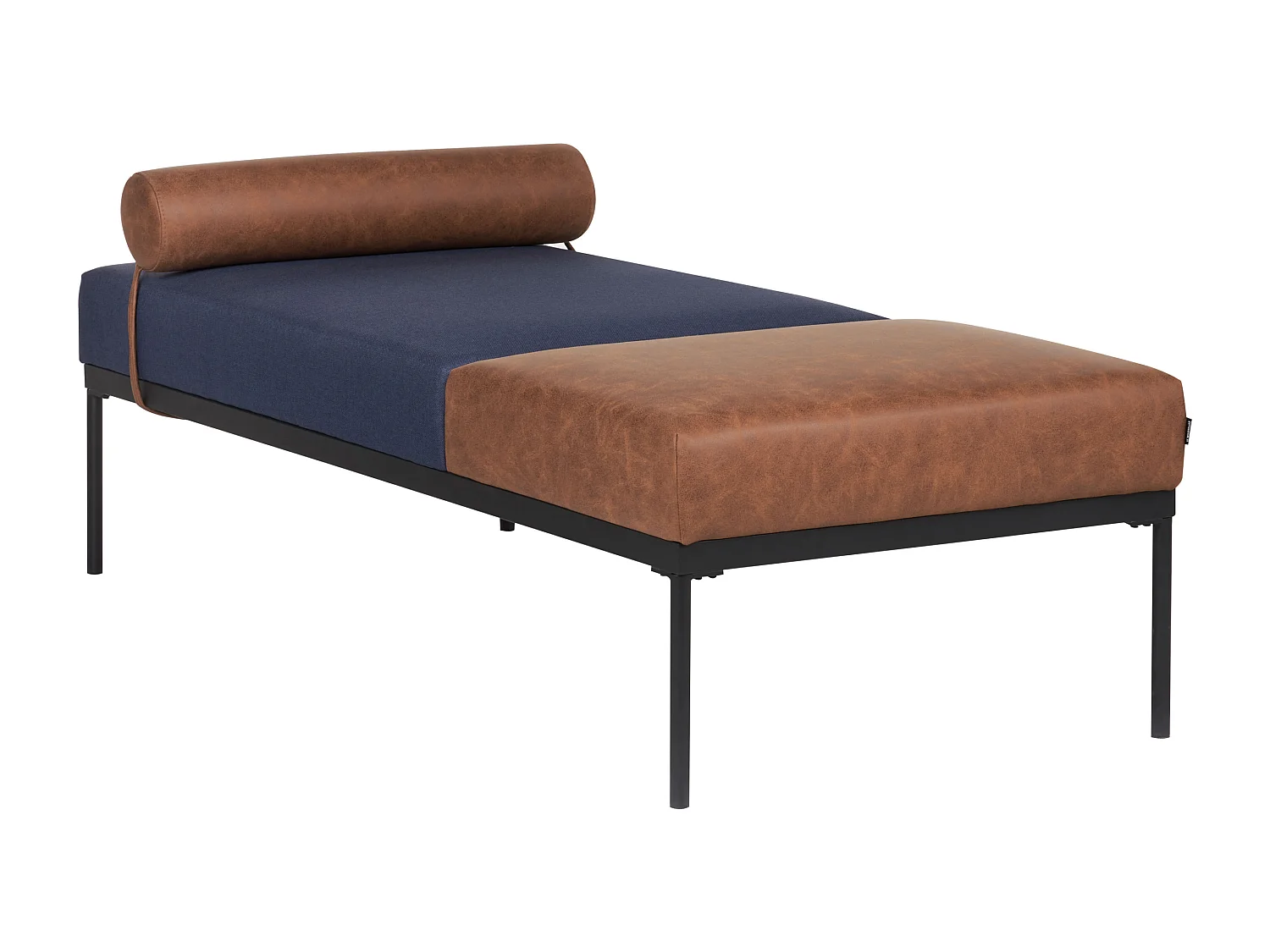 Chaise longue MALMOS Lin synthétique Cuir PU Bleu foncé