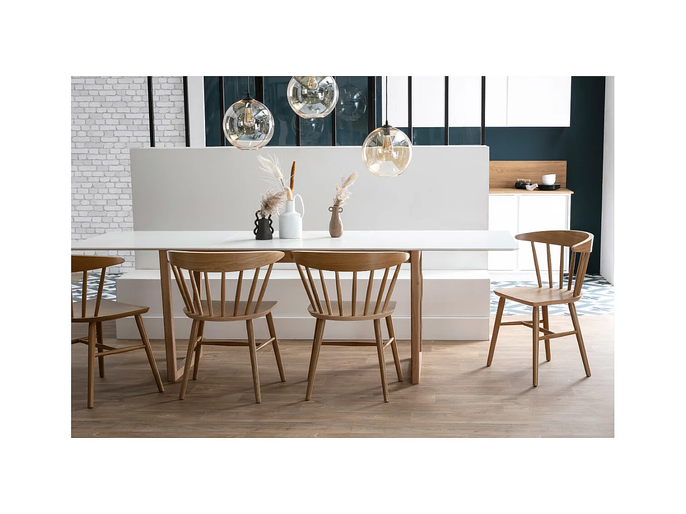 Esstisch ausziehbar helles Holz und weiß L160-240 cm LAHO