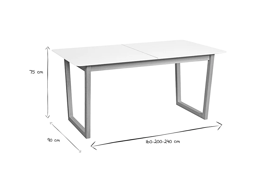 Esstisch ausziehbar helles Holz und weiß L160-240 cm LAHO