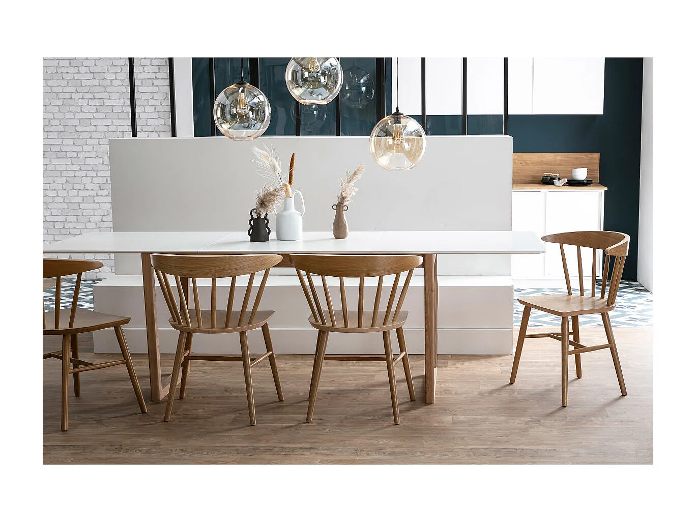 Esstisch ausziehbar helles Holz und weiß L160-240 cm LAHO