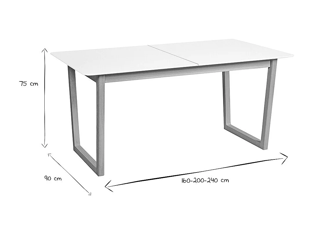Esstisch ausziehbar helles Holz und weiß L160-240 cm LAHO