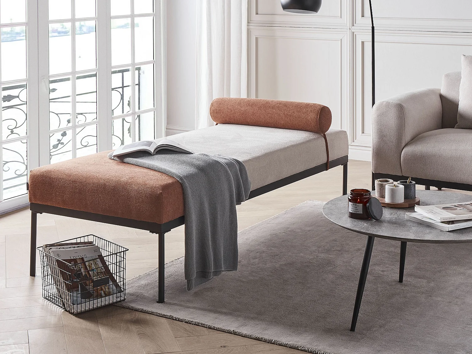 Chaise longue MALMOS Lino sintetico Marrone dorato
