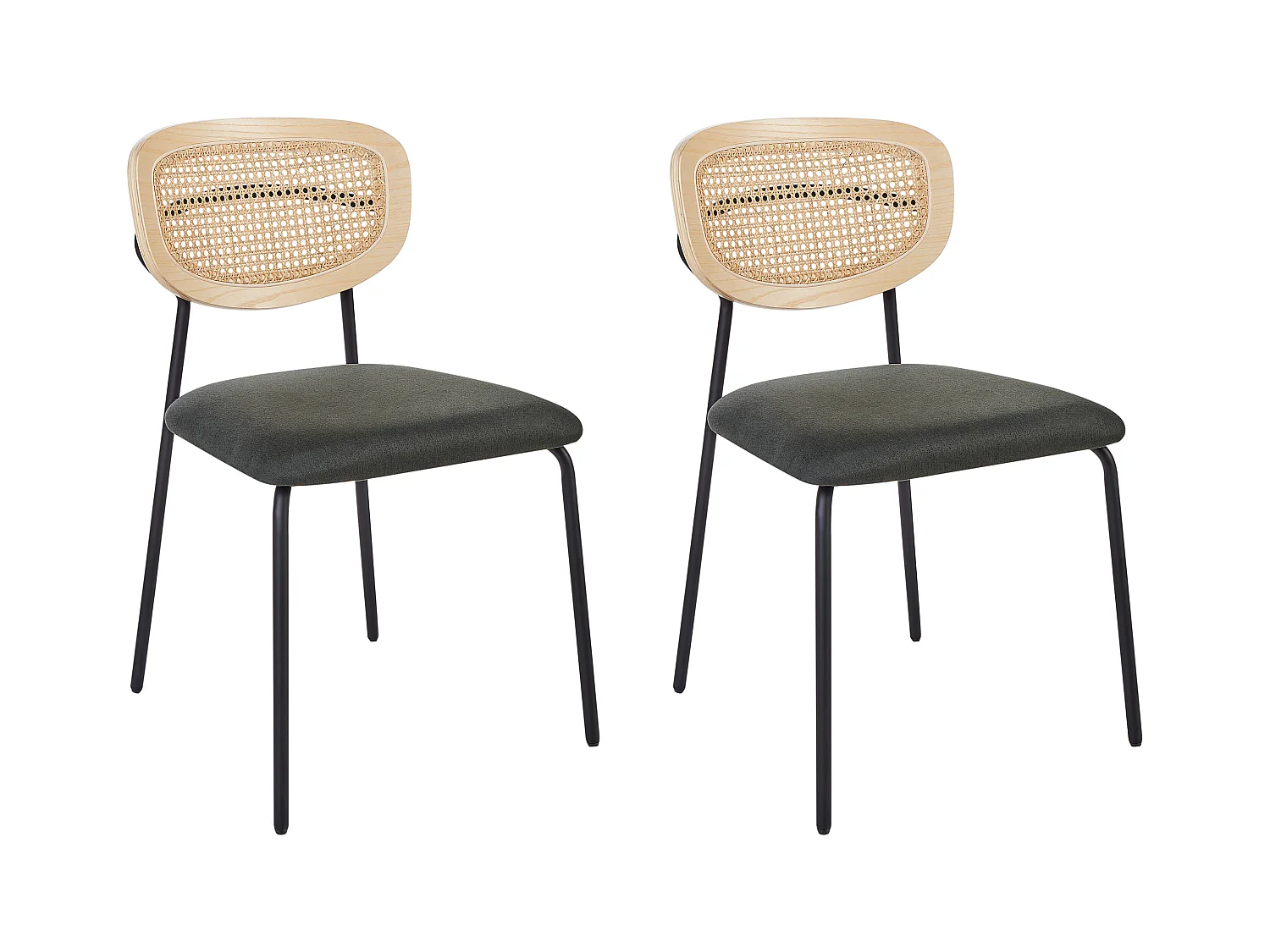 Lot de 2 chaises de salle à manger MAYETTA Rotin Vert foncé