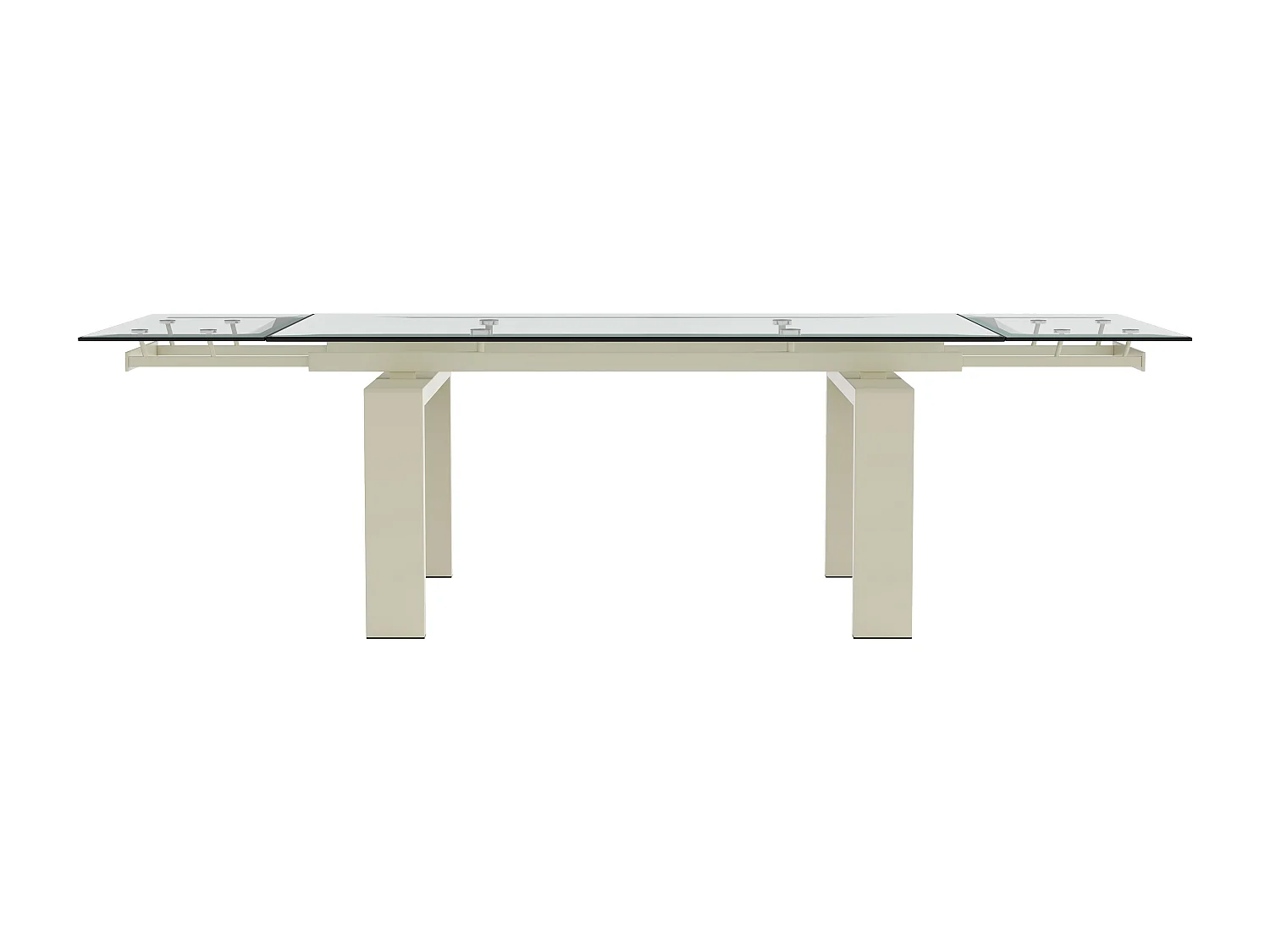 Table à manger extensible 8 à 10 personnes en verre trempé et métal beige - Transparent - LUBANA