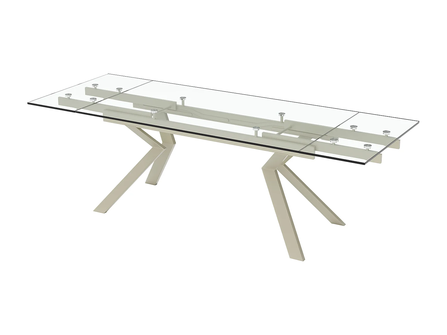 Table à manger extensible 6 à 8 personnes en verre trempé et métal beige - Transparent - VELIKA