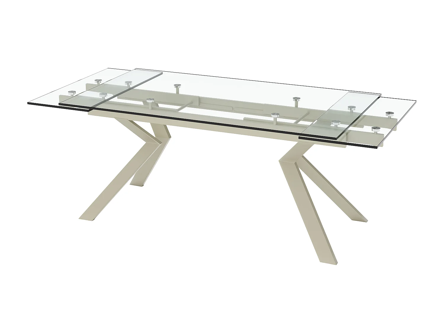 Utdragbart matbord för 6 till 8 personer i härdat glas och beige metall - Transparent - VELIKA