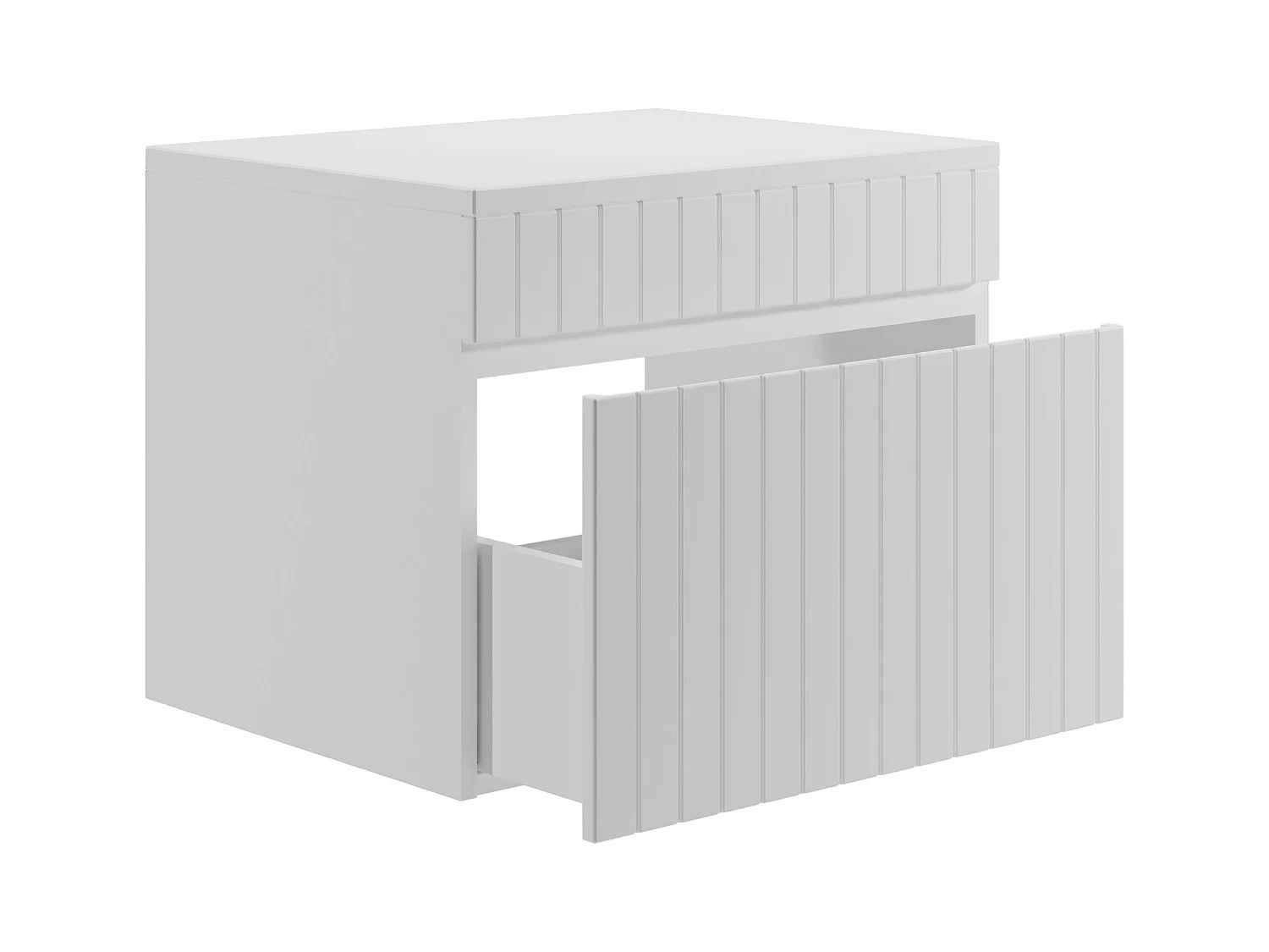 Mueble suspendido de lavabo listado blanco con tabla - 60 cm - SATARA