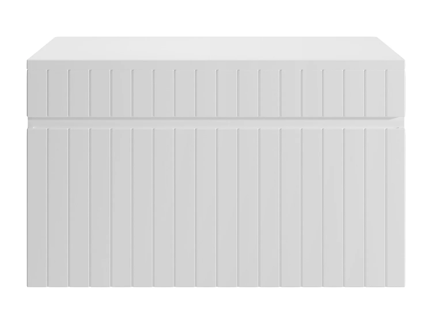 Meuble sous vasque suspendu strié blanc avec planche - 80 cm - SATARA