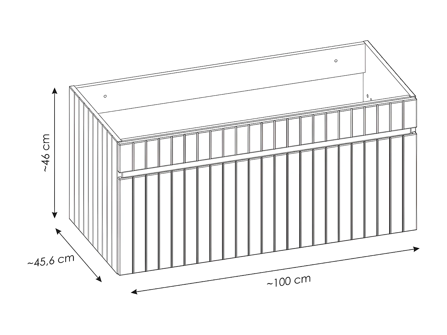 Meuble sous vasque suspendu strié rose avec planche - 100 cm - SATARA