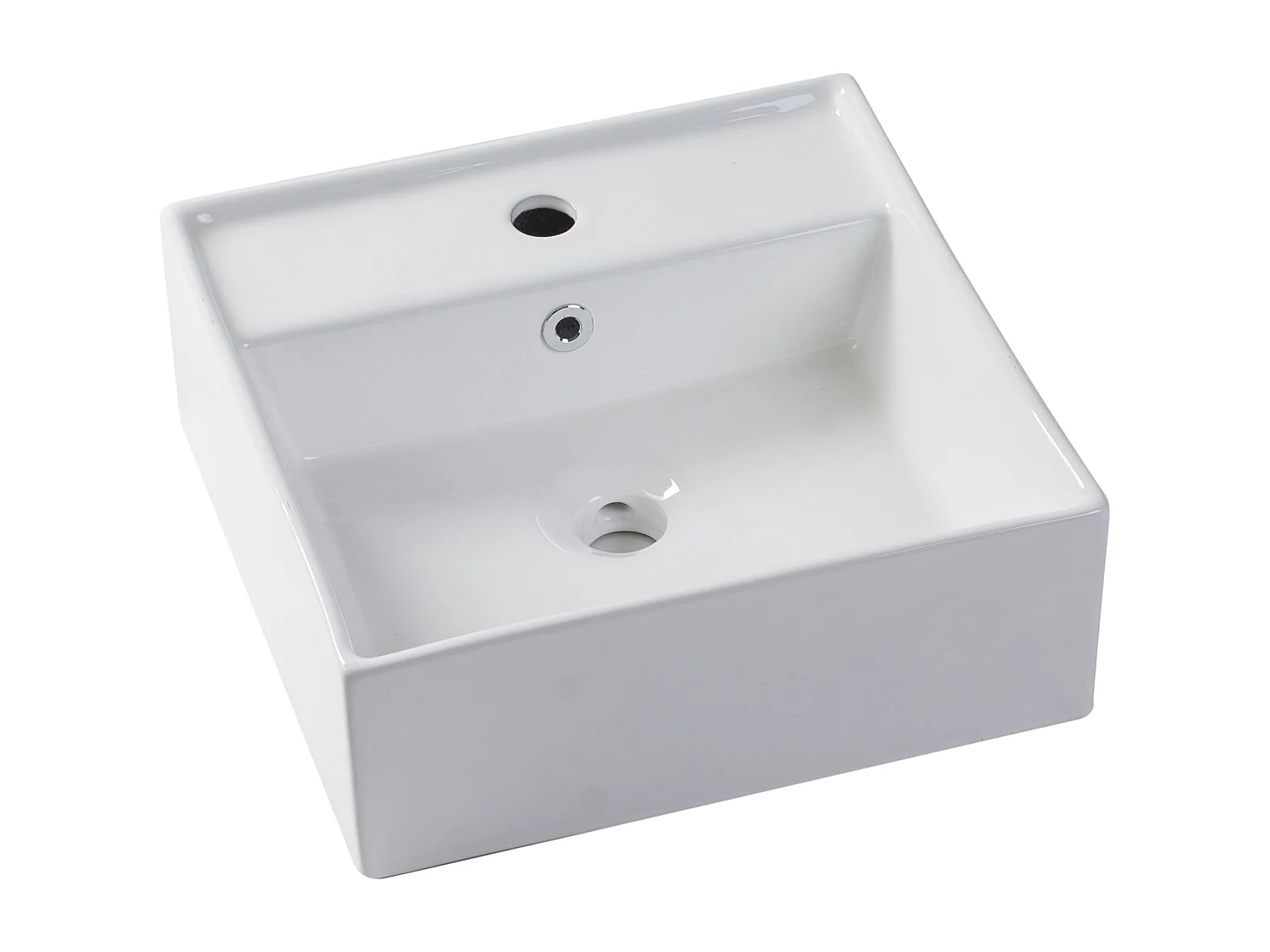 Waschbeckenunterschrank hängend mit quadratischem Aufsatzwaschbecken - Streifenoptik - Weiß - 60 cm - SATARA