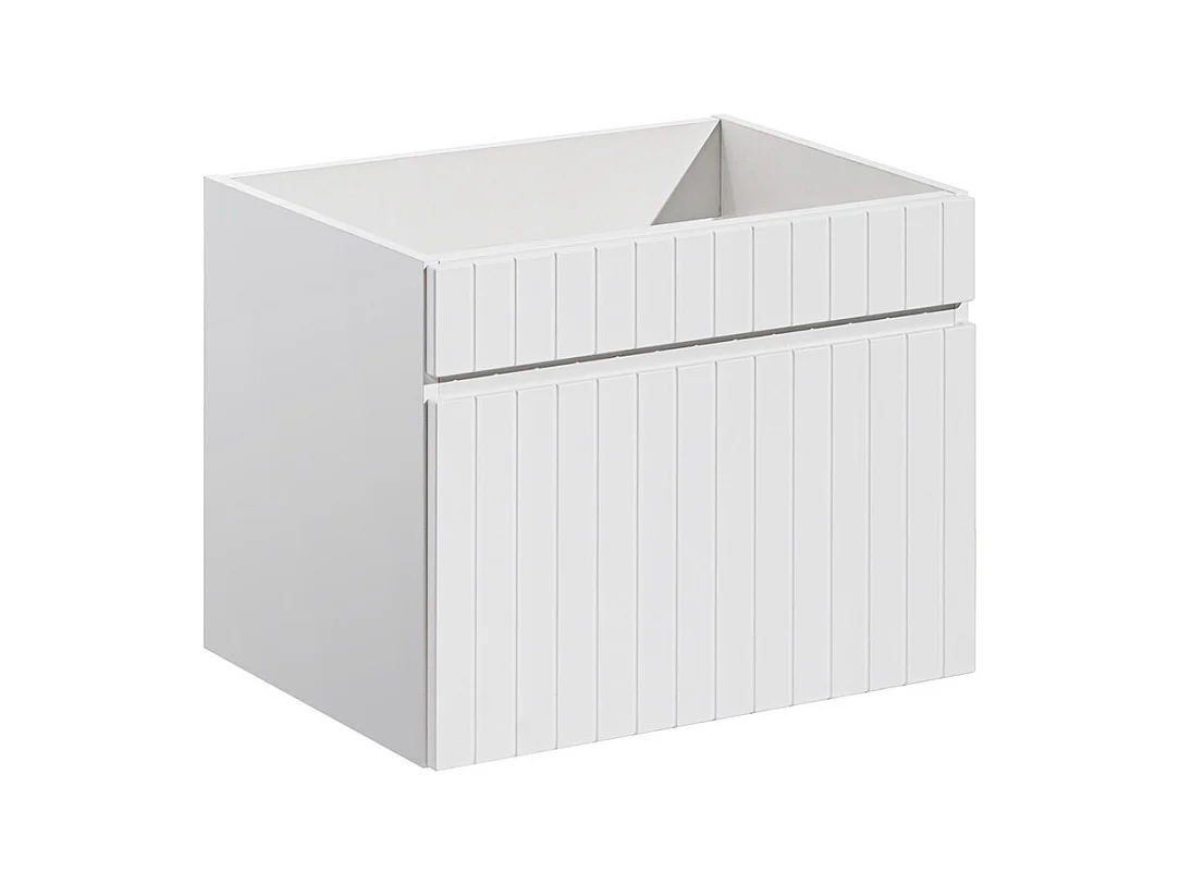 Wit hangmeubel met groeven met inbouwwastafel - 60 cm - SATARA