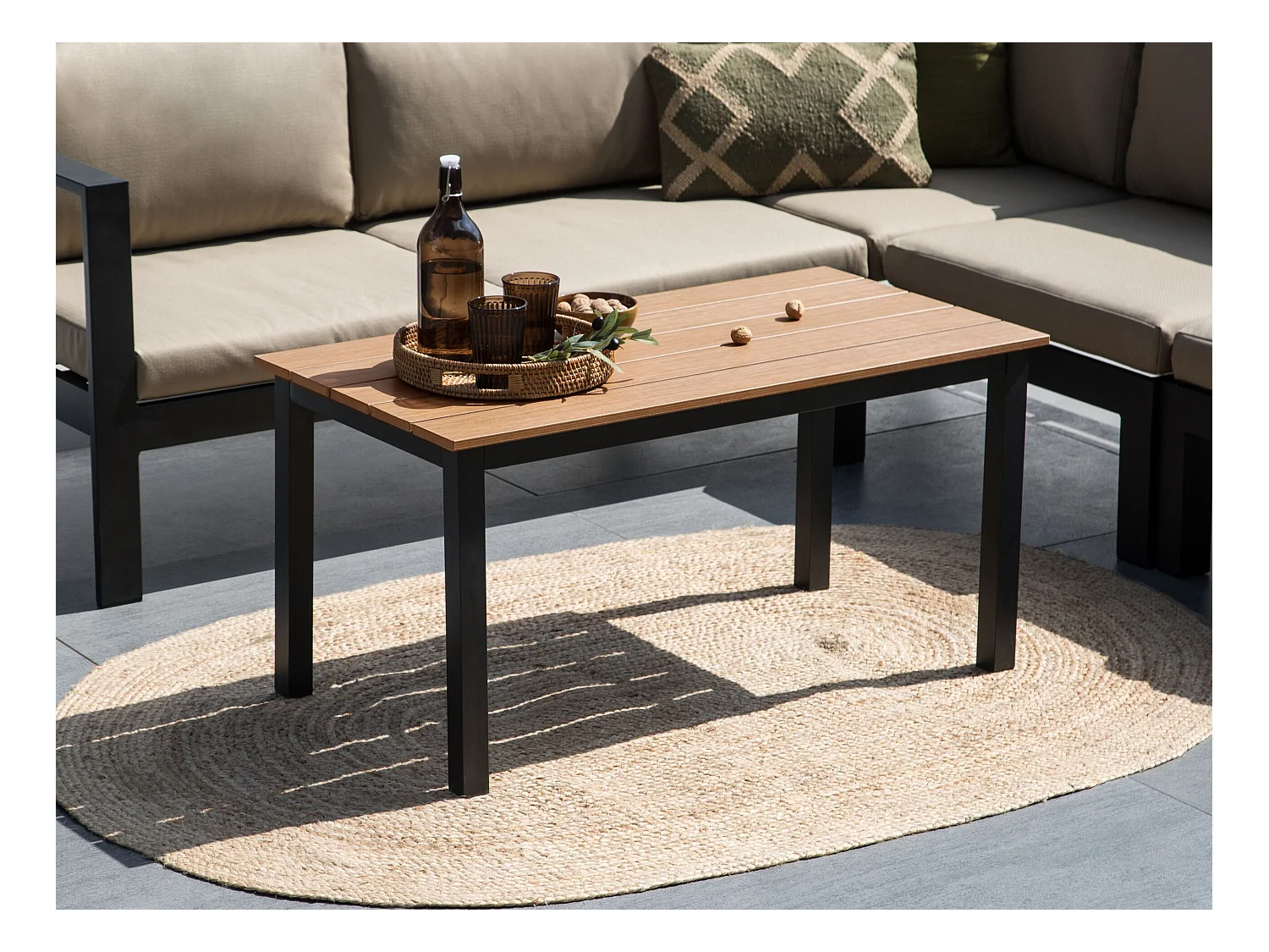 Table de salle à manger de jardin MESSINA 100 cm 52 cm Noir