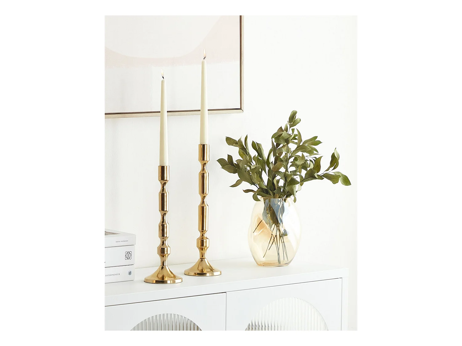 Kerzenständer Aluminium gold glänzend für Spitzkerzen 2er Set Deko Dikirnis