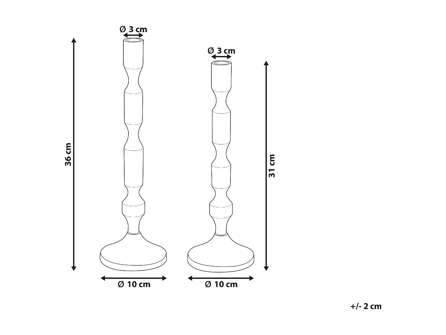 Lot de 2 bougeoirs DIKIRNIS Métal 31/36 cm Doré