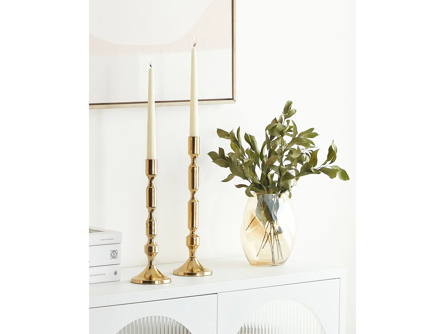 Conjunto de 2 castiçais DIKIRNIS Metal 31/36 cm Dourado
