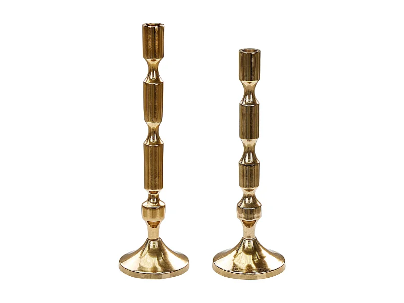 Kerzenständer Aluminium gold glänzend für Spitzkerzen 2er Set Deko Dikirnis