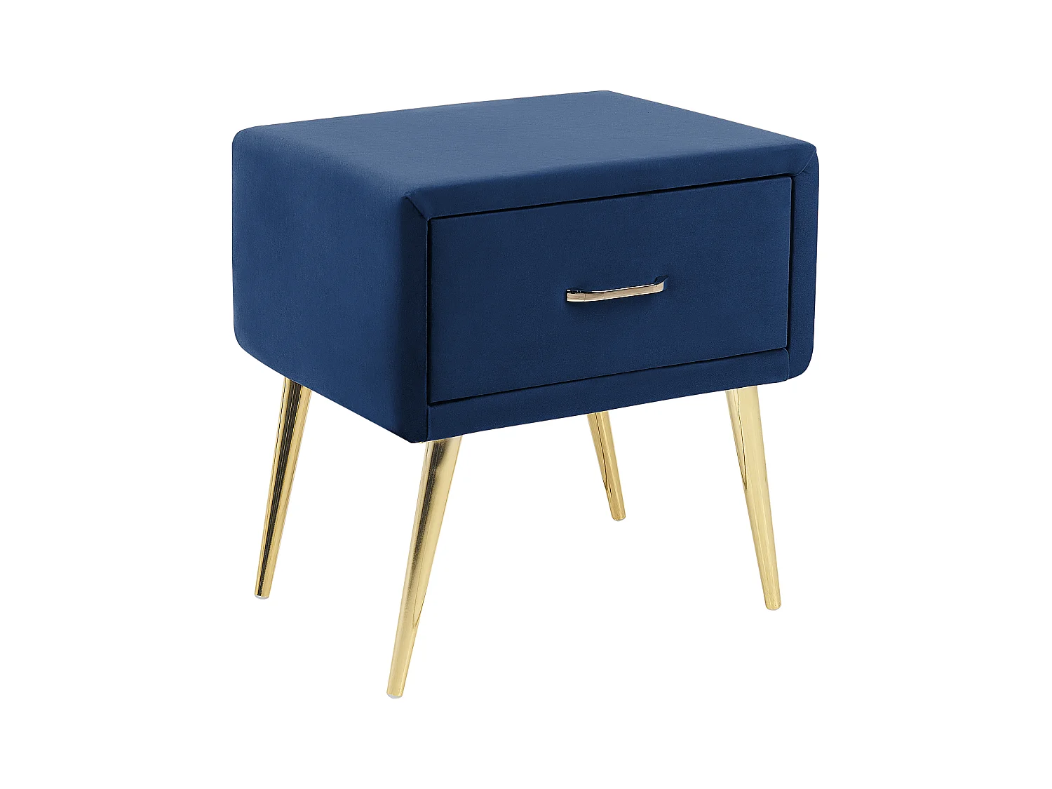 Table de nuit à 1 tiroir FLAYAT Velours Bleu marine